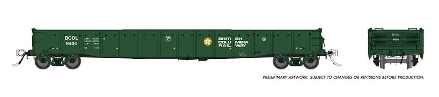 Rapido 50047A HO 52'6 Gondola BC Rail Dogwood side view