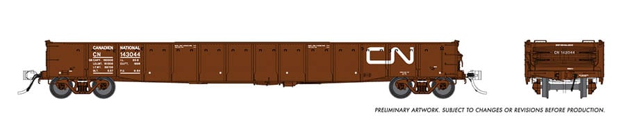 Rapido 50050A HO 52'6 Gondola CN Rail Wet Noodle side view