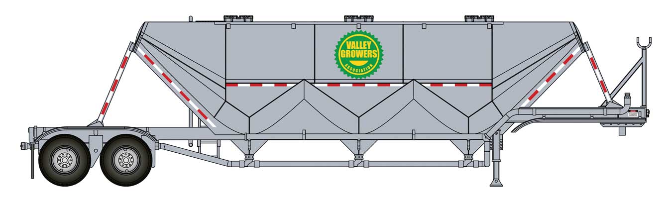 Walthers SceneMaster 2623 HO Scale Dry Bulk Semi Trailer - Assembled - Valley Growers Association