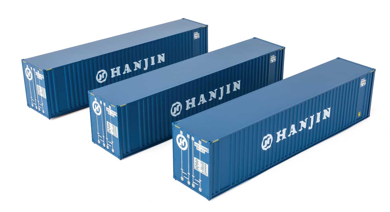 Walthers SceneMaster 18201 HO Scale 40' Flat Panel Container 3-Pack Hanjin