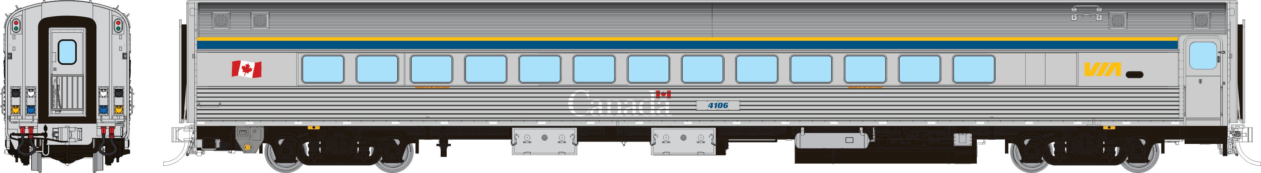 Rapido HO Budd Small Window Coach: VIA Rail - HEP2 Coach Scheme: #4107
