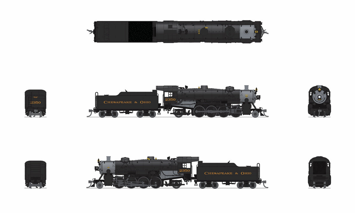 Broadway Limited Imports 10076 N USRA Light Mikado, C&O 2350, No-Sound / DCC-Ready, N - view 2