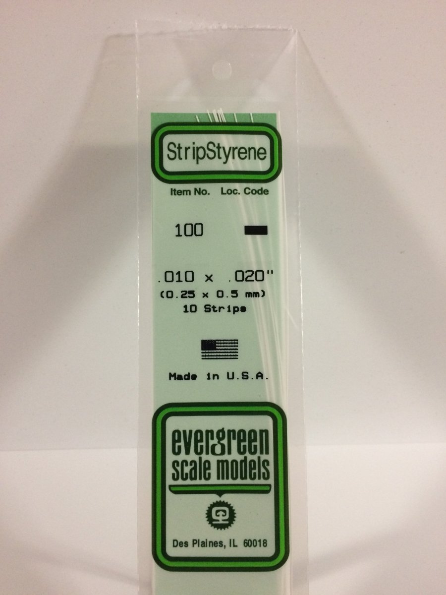 Evergreen 100 .010" X .020" Opaque White Polystyrene Strip (10 pcs) - Oakville Model Trains Depot
