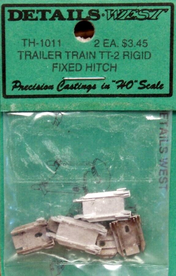 Details West 1011 HO Scale Hitches -- Trailer-Train TT-2, Rigid & Fixed (2)