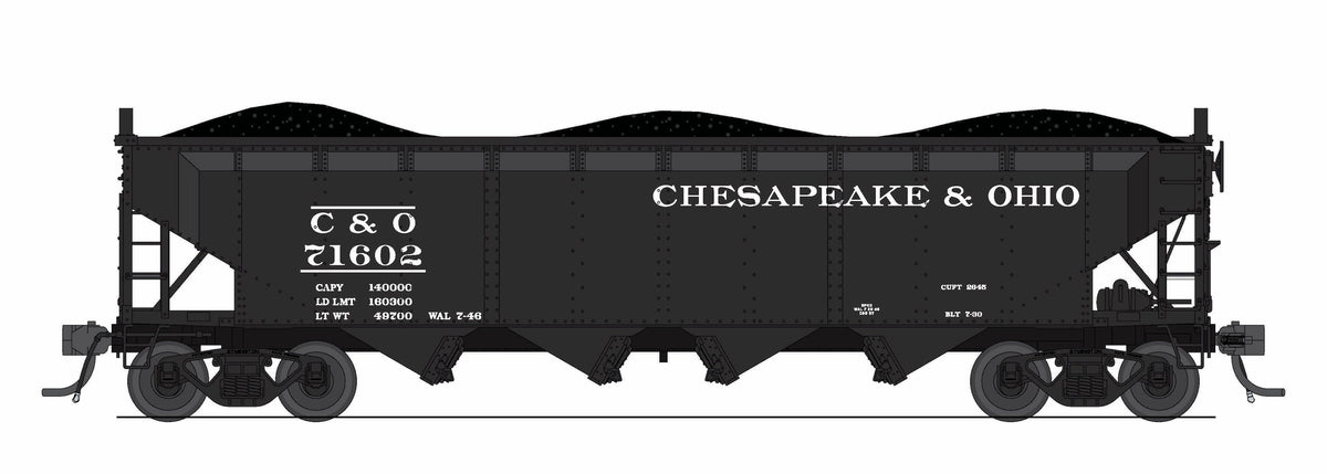 Broadway Limited Imports 10369 N ARA 70-ton 4-Bay Hopper, C&O H7-13, Black & White, 6-pack A