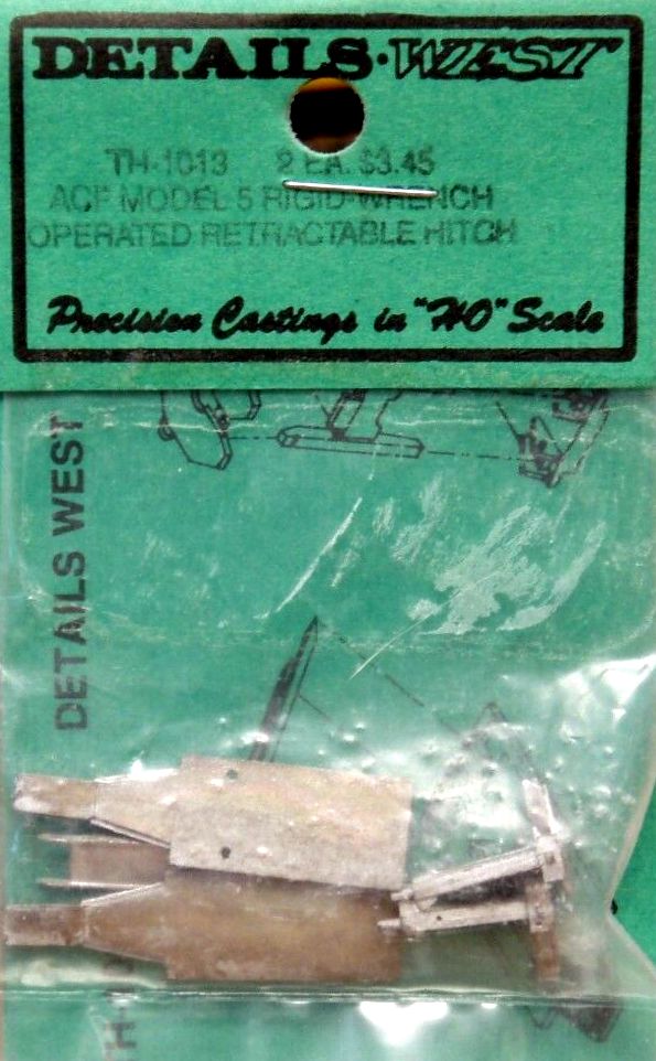 Details West 1013 HO Scale Hitches -- ACF Model 5, Rigid Wrench-Operated Retractable (2)