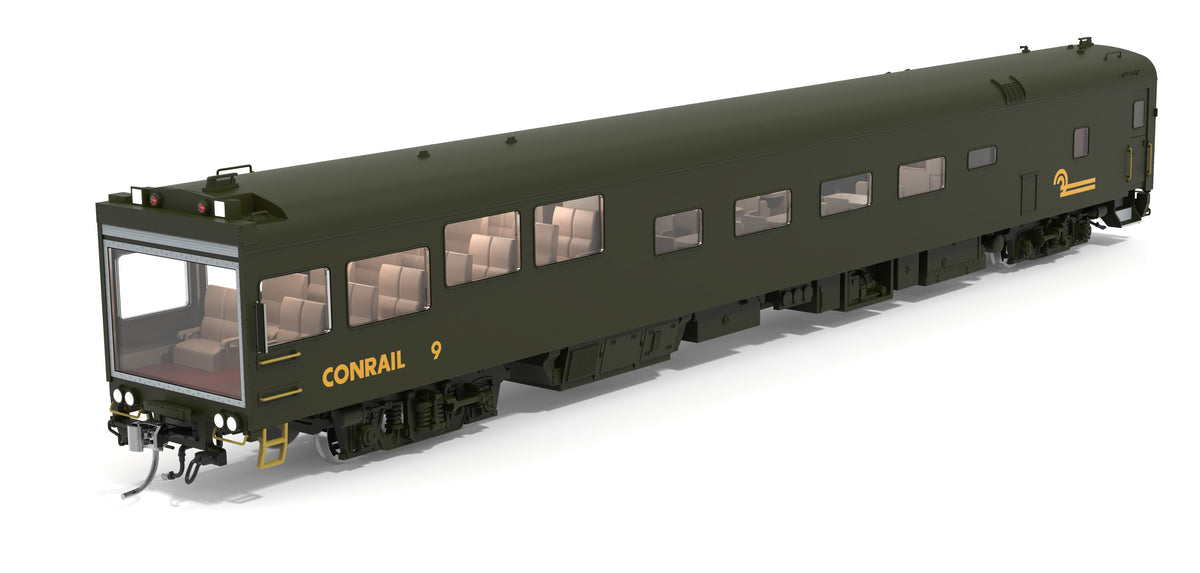 Broadway Limited Imports 10172 HO Conrail Track Inspection Car, #9, Green & Yellow, 1992-1997 Appearance