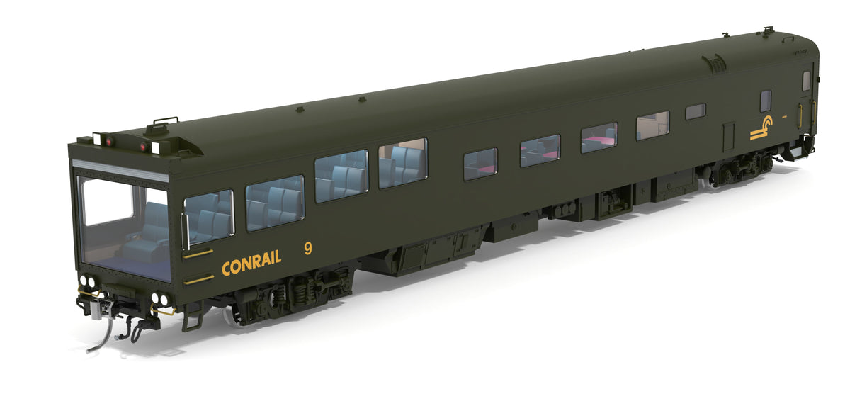 Broadway Limited Imports 10179 HO Conrail Track Inspection Car, #9, Green & Yellow, 1997-1999 Appearance