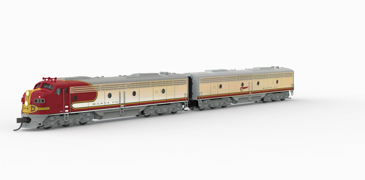 Broadway Limited Imports 10283 N EMD E8 A/B Set, ATSF 80L / 80A, 1950's Appearance, A-unit No-Sound / DCC-Ready, Unpowered B, N