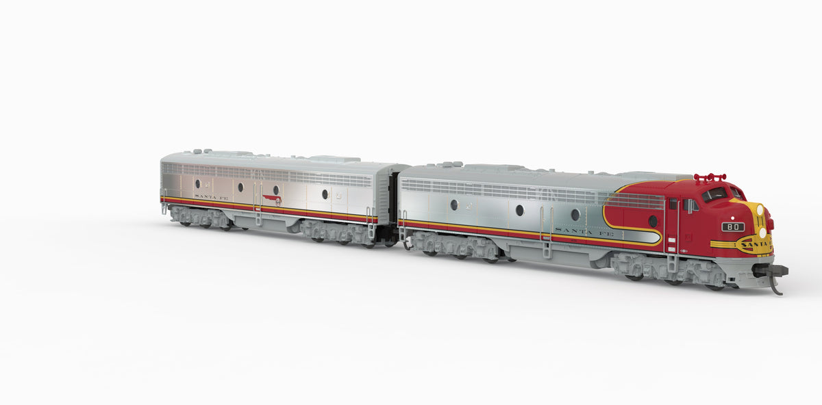 Broadway Limited Imports 10283 N EMD E8 A/B Set, ATSF 80L / 80A, 1950's Appearance, A-unit No-Sound / DCC-Ready, Unpowered B, N - view 6