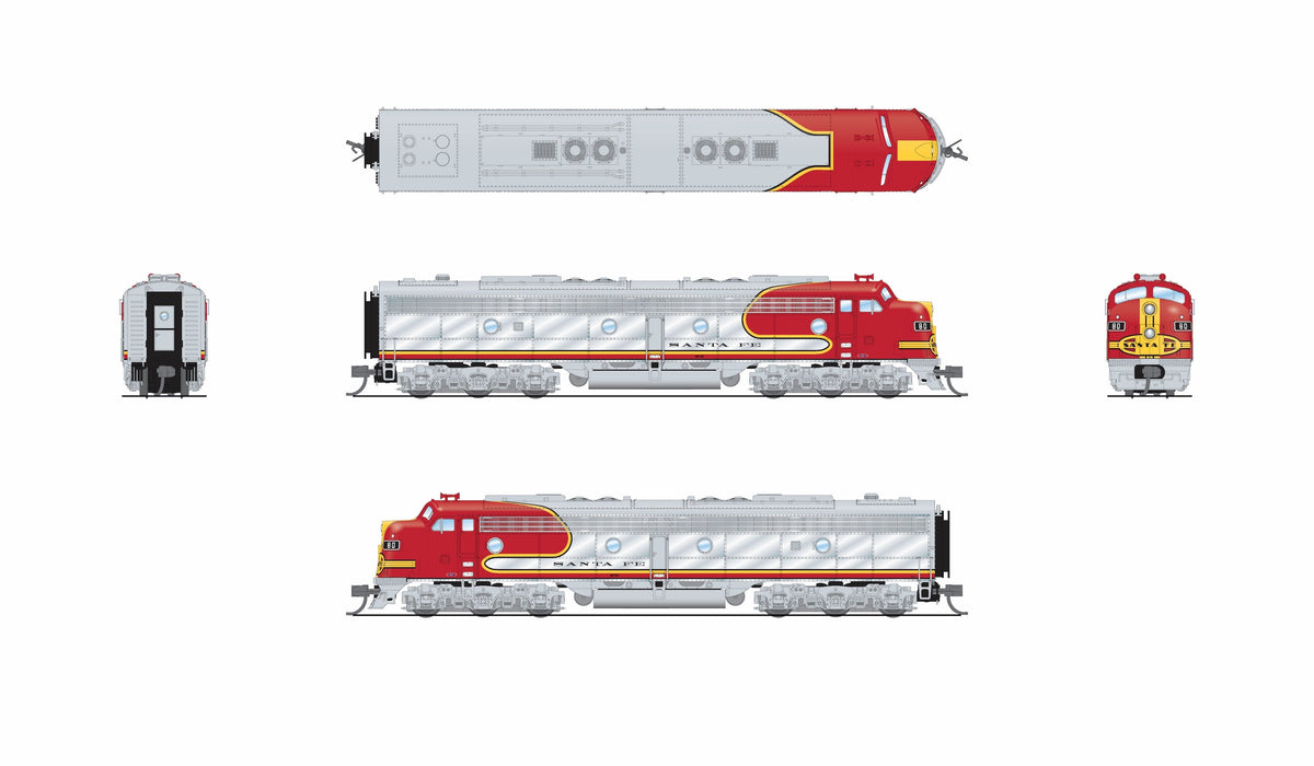Broadway Limited Imports 10283 N EMD E8 A/B Set, ATSF 80L / 80A, 1950's Appearance, A-unit No-Sound / DCC-Ready, Unpowered B, N - view 8