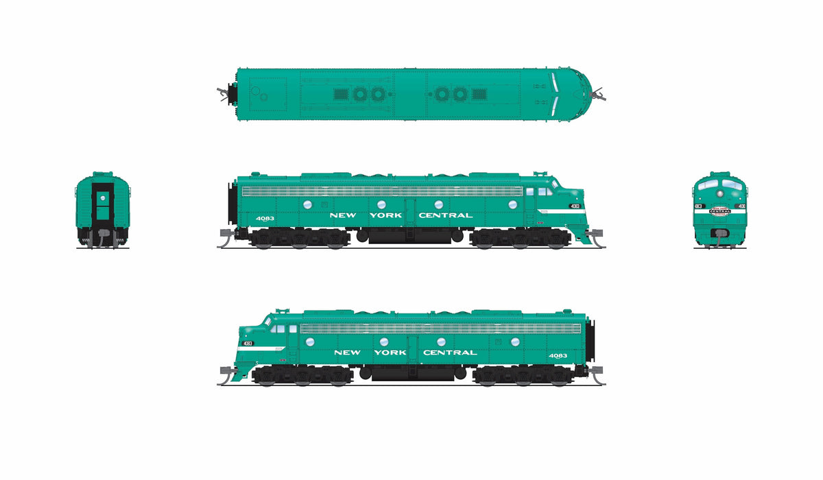 Broadway Limited Imports 10292 N EMD E8A / E7B, NYC 4083 / 4108, Century Green, A-unit No-Sound / DCC-Ready, Unpowered B, N - view 8