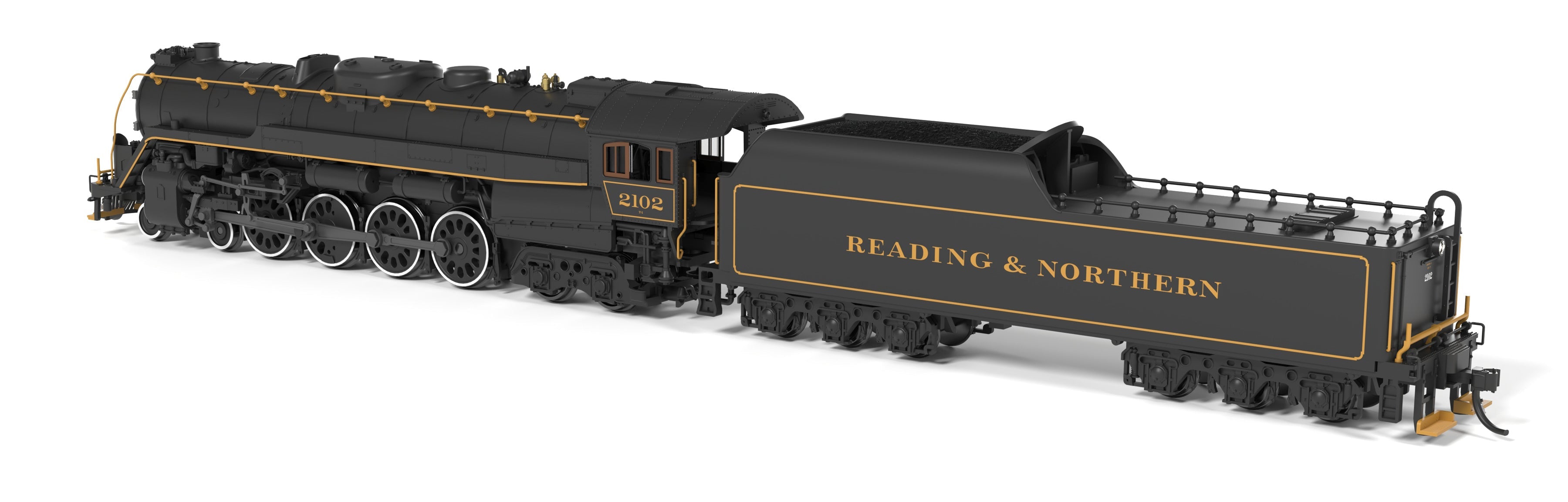 BLI 10328 N T1 4-8-4 RDG 2102 - front 3/4 view