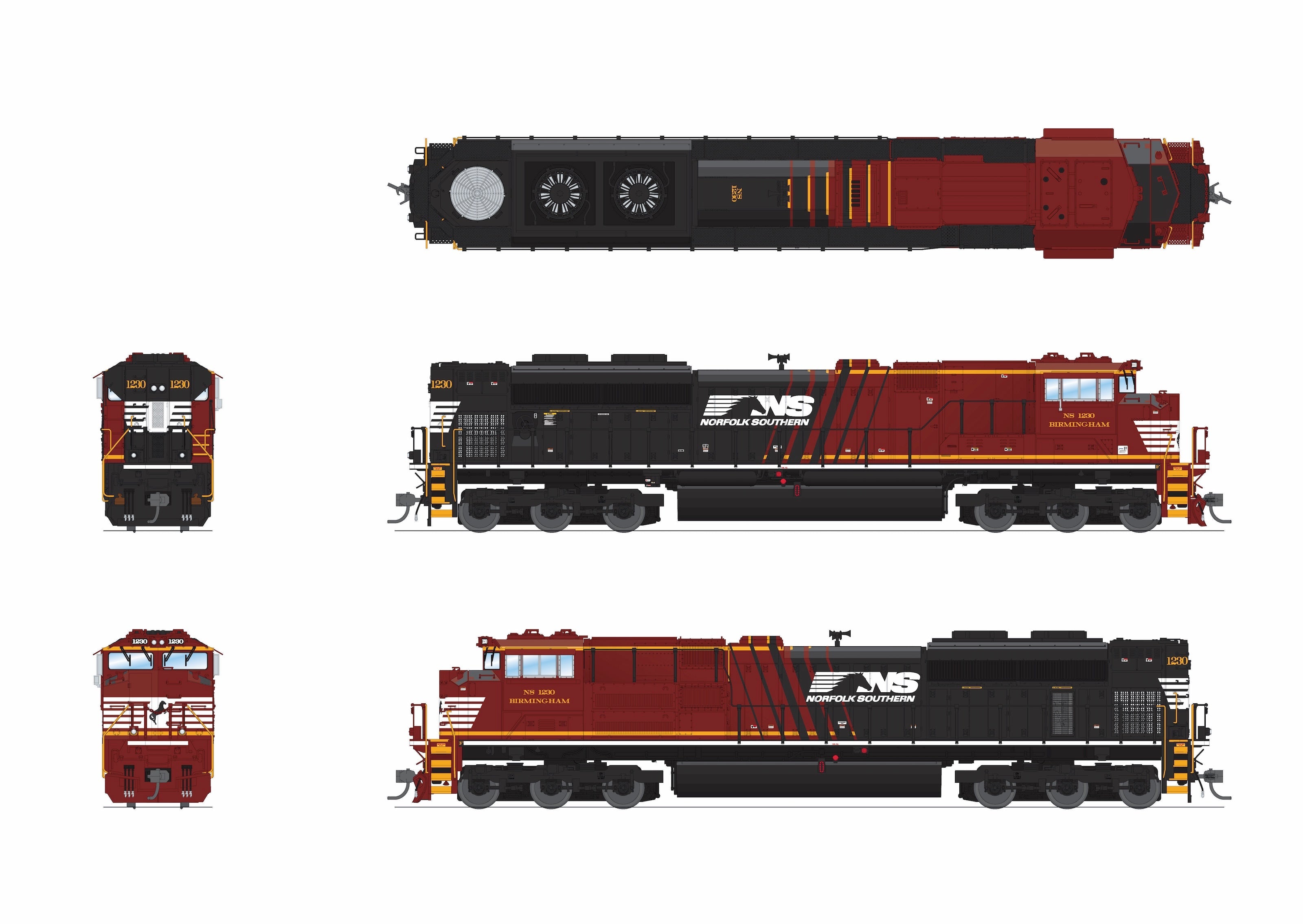BLI 10437 HO SD70ACe NS 1230 - opposite side view