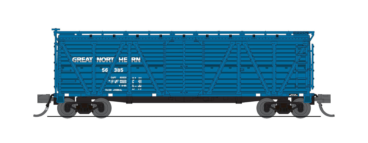 Broadway Limited Imports 10482 N 40' Wood Stock Car, GN Big Sky Blue, No Sound, 2-pack (56445, 56467)