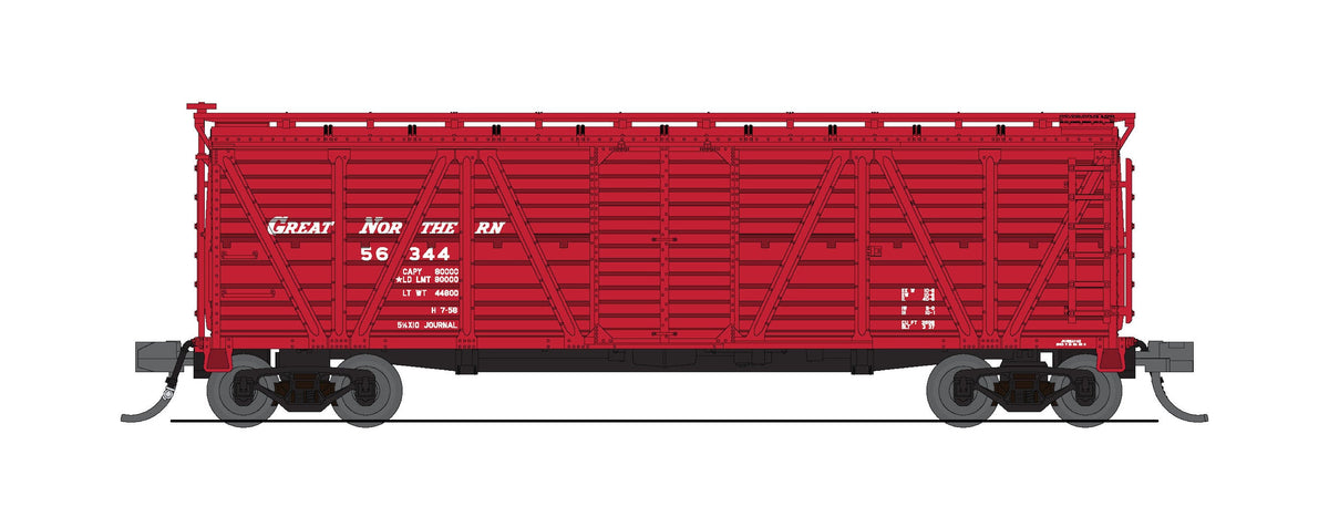 Broadway Limited Imports 10483 N 40' Wood Stock Car, GN Red w/ White, No Sound, 2-pack (56390, 56433)