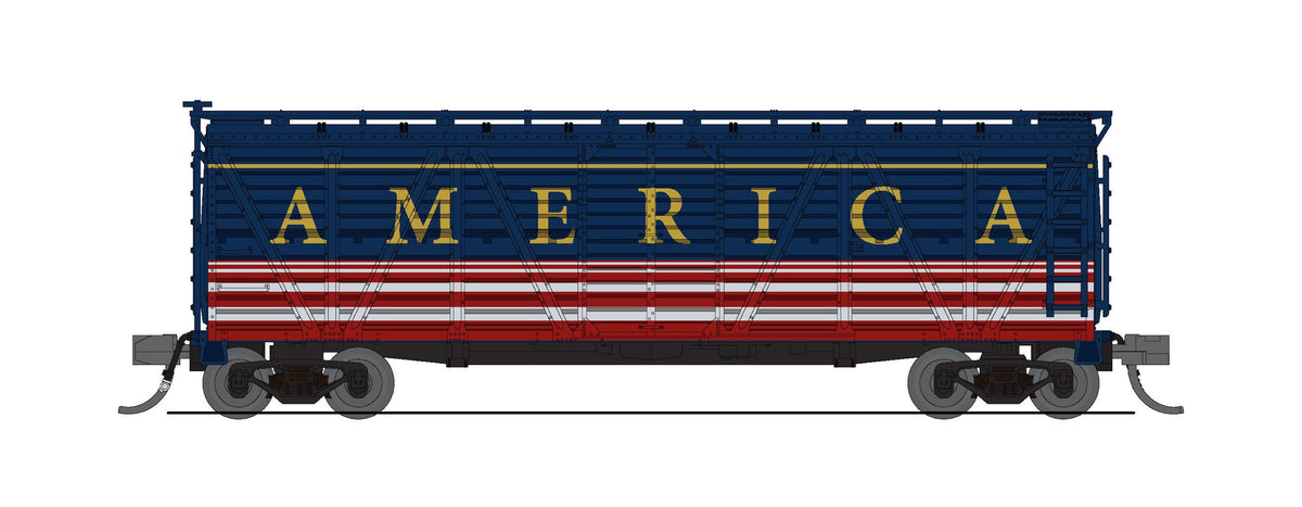 Broadway Limited Imports 10488 N 40' Wood Stock Car, Independence Day, No Sound, 2-pack