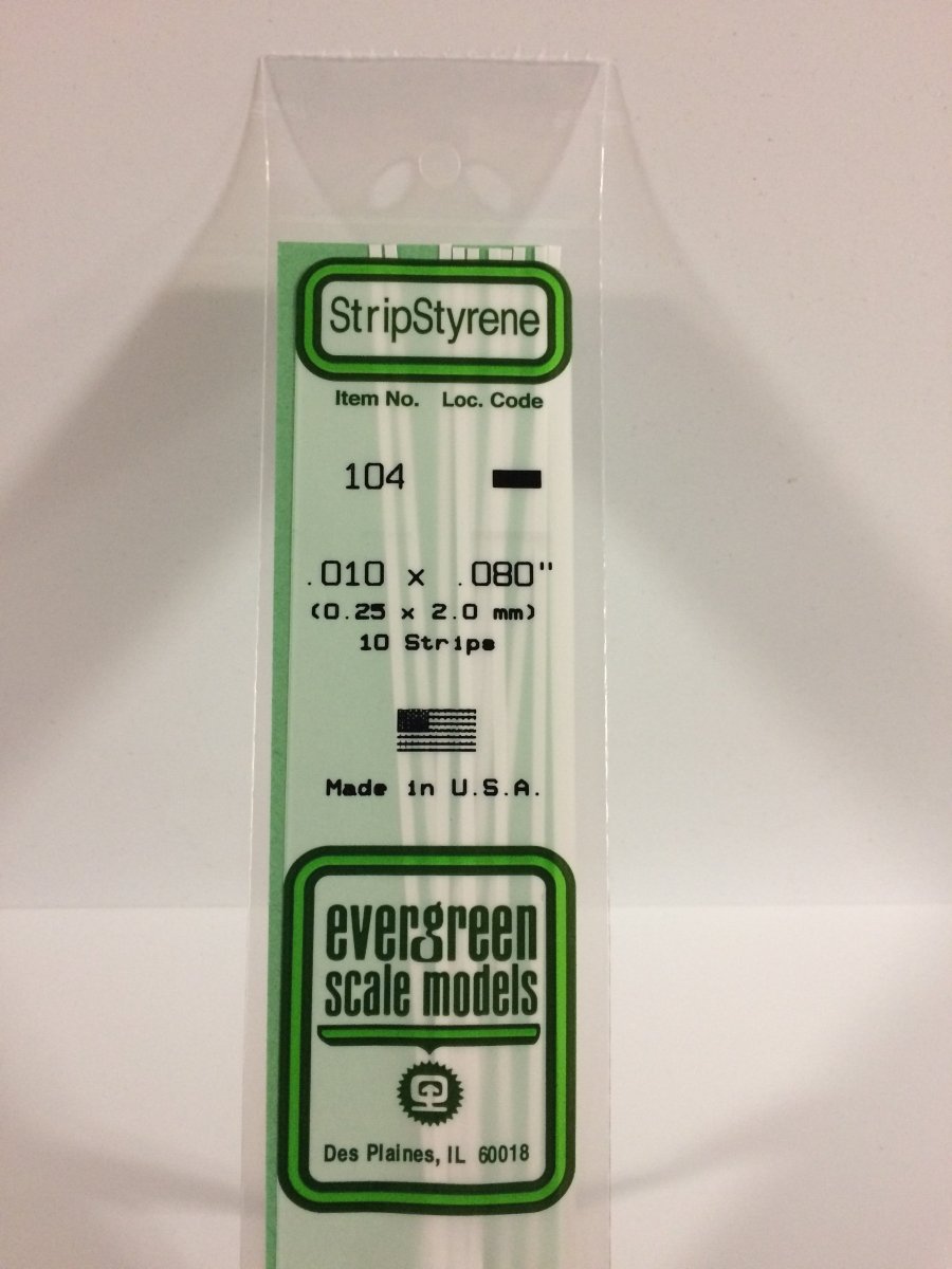Evergreen 104 .010" X .080" Opaque White Polystyrene Strip (10 pcs) - Oakville Model Trains Depot