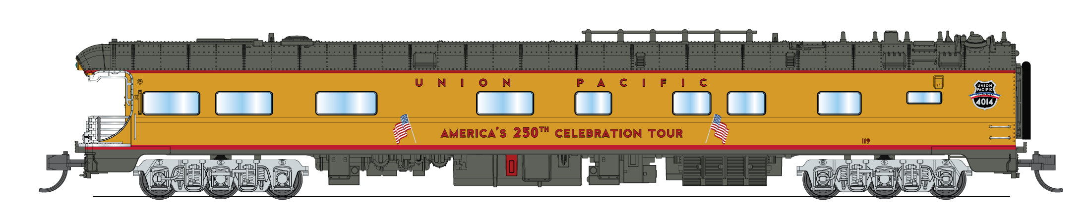 Broadway Limited Imports 10527 N Union Pacific Business Car #119 "Kenefick", Fantasy East Coast Big Boy Tour Shield