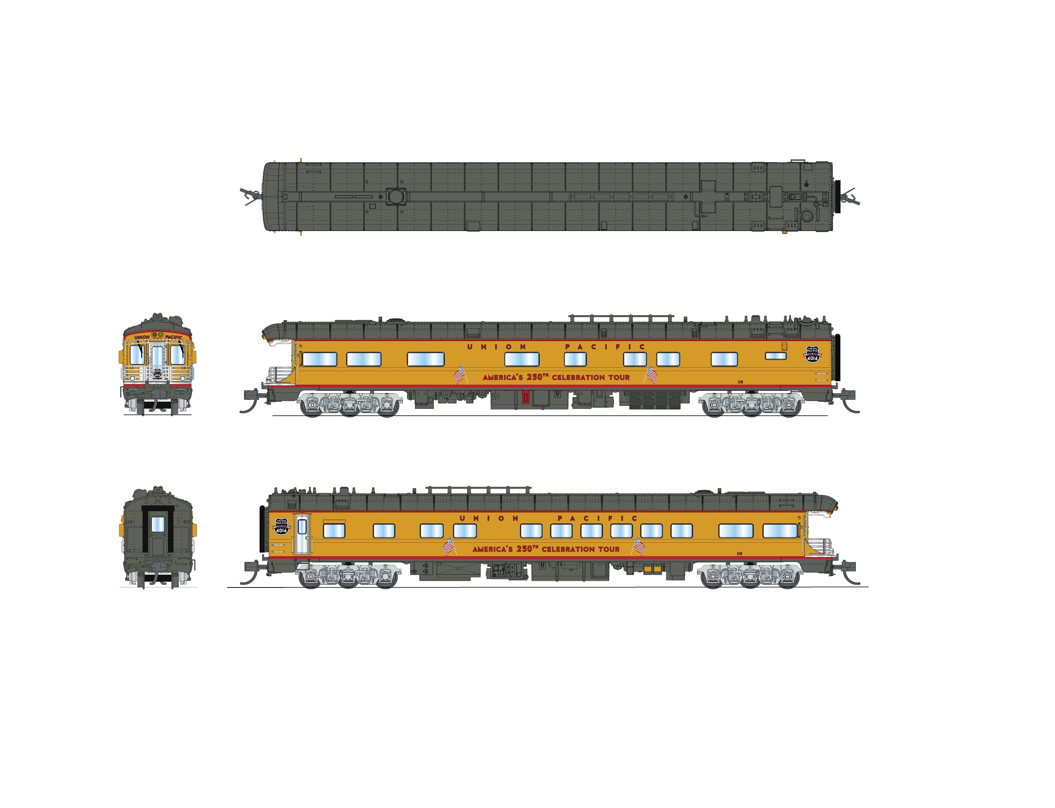 Broadway Limited Imports 10527 N Union Pacific Business Car #119 "Kenefick", Fantasy East Coast Big Boy Tour Shield