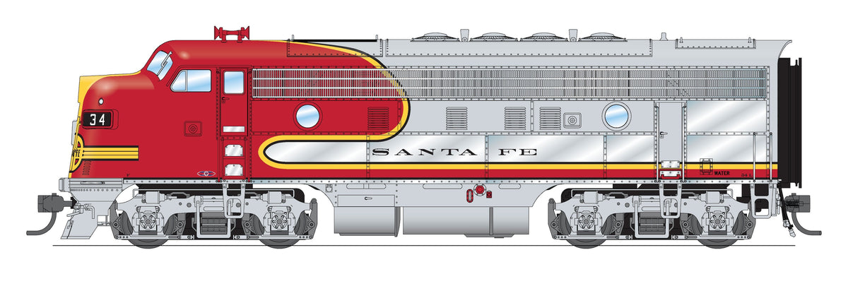 Broadway Limited Imports 10530 HO EMD F3 A/B Set, Santa Fe #34L/34A, Warbonnet Scheme, A-unit Paragon4 Sound/DC/DCC + Unpowered B-unit