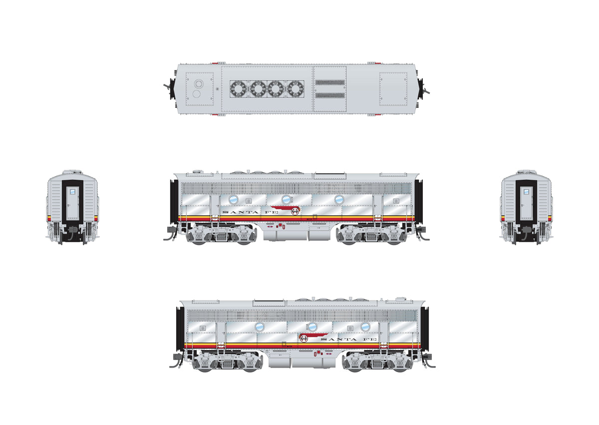 Broadway Limited Imports 10530 HO EMD F3 A/B Set, Santa Fe #34L/34A, Warbonnet Scheme, A-unit Paragon4 Sound/DC/DCC + Unpowered B-unit - view 4