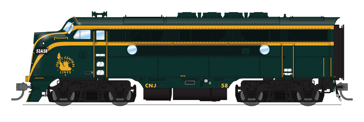 Broadway Limited Imports 10536 HO EMD F3 A/B Set, Central Railroad of New Jersey #53/1A, Green & Yellow, A-unit Paragon4 Sound/DC/DCC + Unpowered B-unit