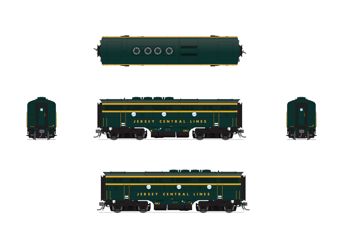 Broadway Limited Imports 10536 HO EMD F3 A/B Set, Central Railroad of New Jersey #53/1A, Green & Yellow, A-unit Paragon4 Sound/DC/DCC + Unpowered B-unit - view 4
