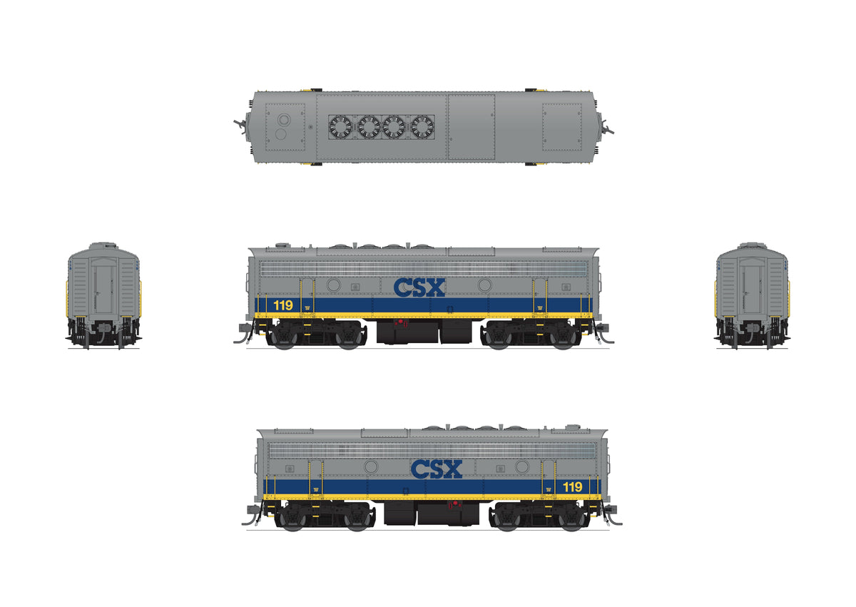 Broadway Limited Imports 10542 HO EMD F7B, CSX #119, YN2 Scheme, Paragon4 Sound/DC/DCC - view 2