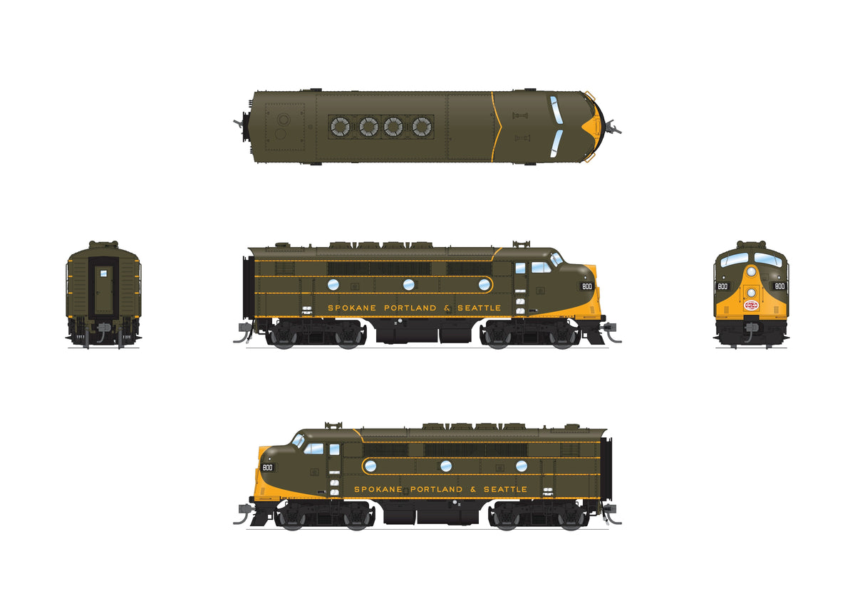 Broadway Limited Imports 10544 HO EMD F3A, Spokane, Portland & Seattle #800, Hourglass Scheme, Paragon4 Sound/DC/DCC - view 2