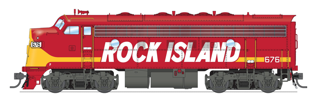Broadway Limited Imports 10562 HO EMD F7A, Rock Island #677, Maroon w/ Yellow, Paragon4 Sound/DC/DCC