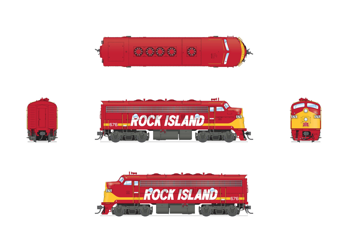 Broadway Limited Imports 10562 HO EMD F7A, Rock Island #677, Maroon w/ Yellow, Paragon4 Sound/DC/DCC - view 2