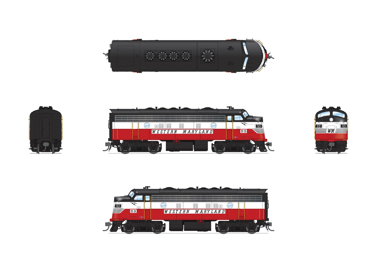 Broadway Limited Imports 10567 HO EMD F7A, Western Maryland #59, Circus Scheme, Stealth Series, No-Sound / DCC-Ready - view 2