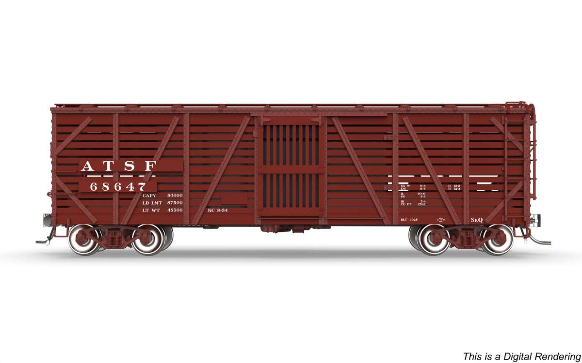 Broadway Limited Imports 10691 HO 40' Wood Stock Car, ATSF 68693, Hog Sounds