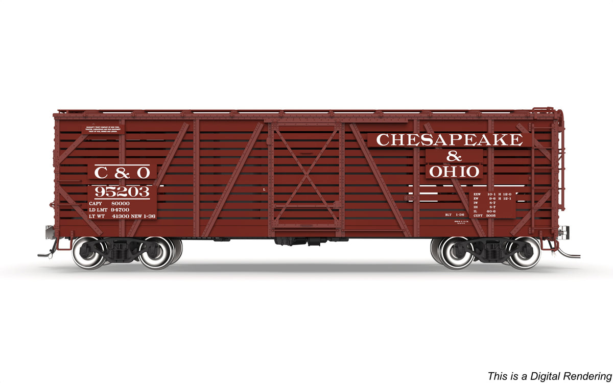 Broadway Limited Imports 10692 HO 40' Wood Stock Car, C&O 95203, Cattle Sounds