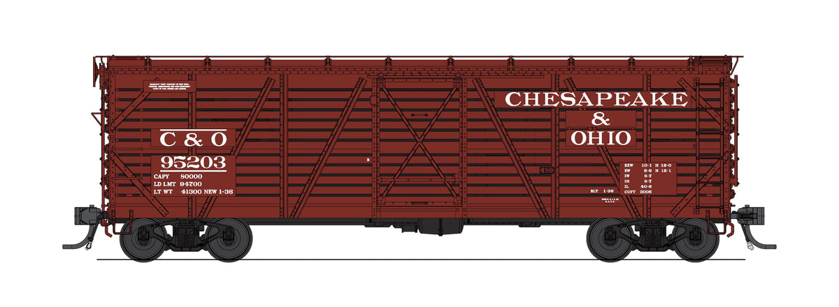 Broadway Limited Imports 10721 HO 40' Wood Stock Car 4-Pack, Chesapeake & Ohio (Road Nos. 95227, 95235, 95238, 95241)