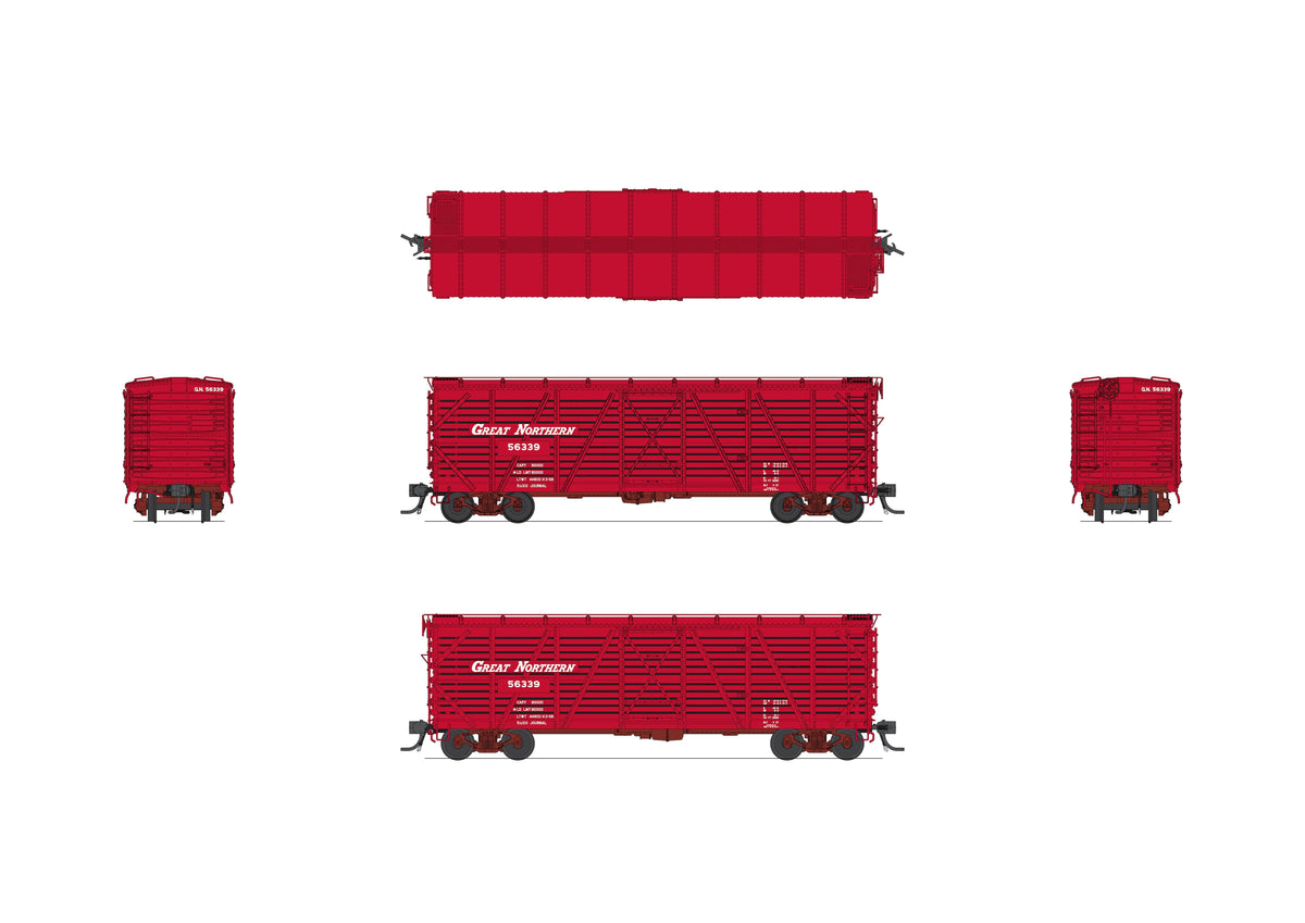 Broadway Limited Imports 10722 HO 40' Wood Stock Car 4-Pack, Great Northern (Road Nos. 56358, 56373, 56438, 56453)