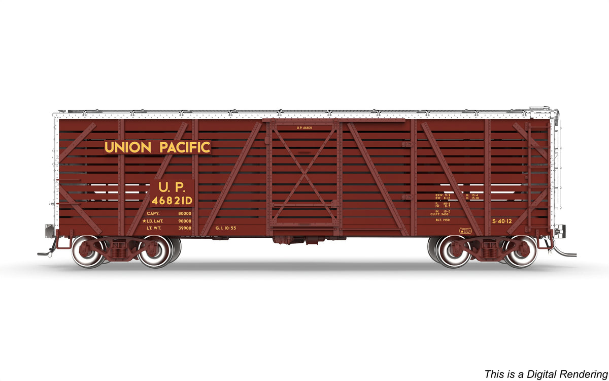 Broadway Limited Imports 10727 HO 40' Wood Stock Car 4-Pack, Union Pacific (Road Nos. 46863D, 46901D, 46945D, 46982D)