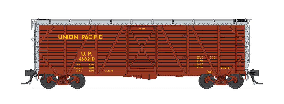 Broadway Limited Imports 10704 HO 40' Wood Stock Car, UP 46821D, Cattle Sounds