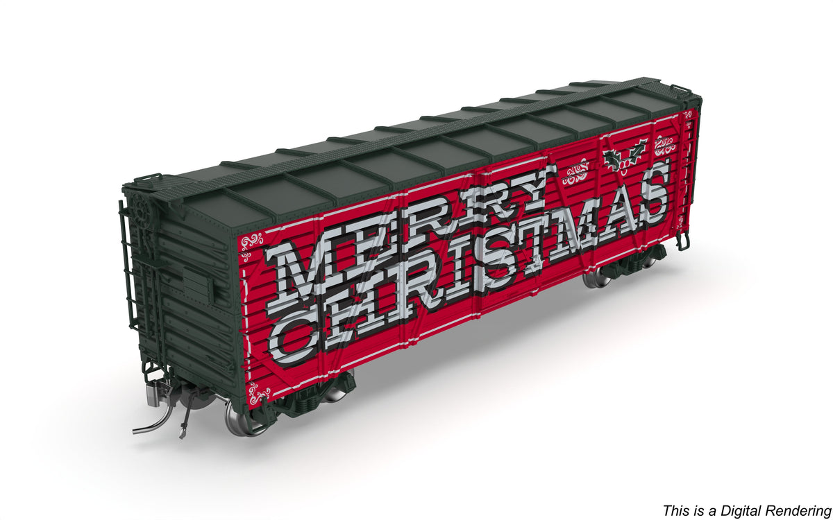 Broadway Limited Imports 10711 HO 40' Wood Stock Car, Holiday Season Theme, "Merry Christmas", Holiday Sounds
