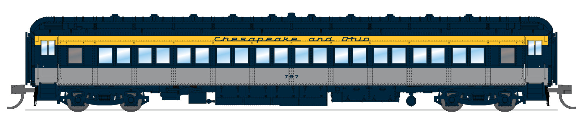 Broadway Limited Imports 10760 N C&O Heavyweight 5-Car Passenger Set, Tri-Color Scheme
