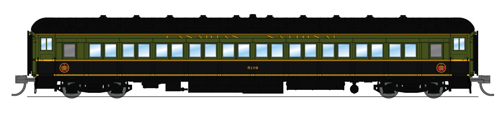 Broadway Limited Imports 10762 N CN Heavyweight 5-Car Passenger Set, Green/Black/Yellow