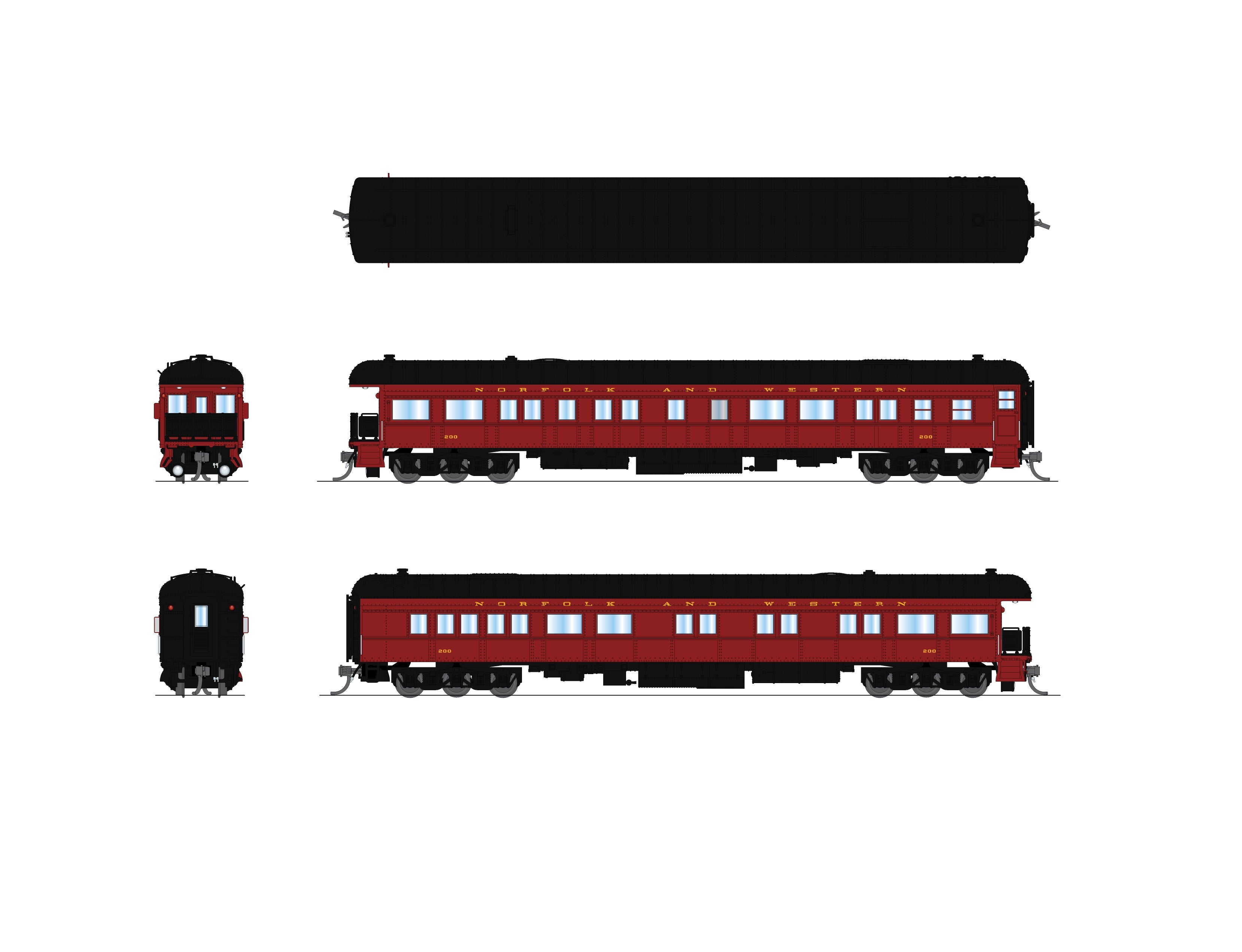 Broadway Limited Imports 10775 N N&W Heavyweight Business Car #200, 1950's Appearance