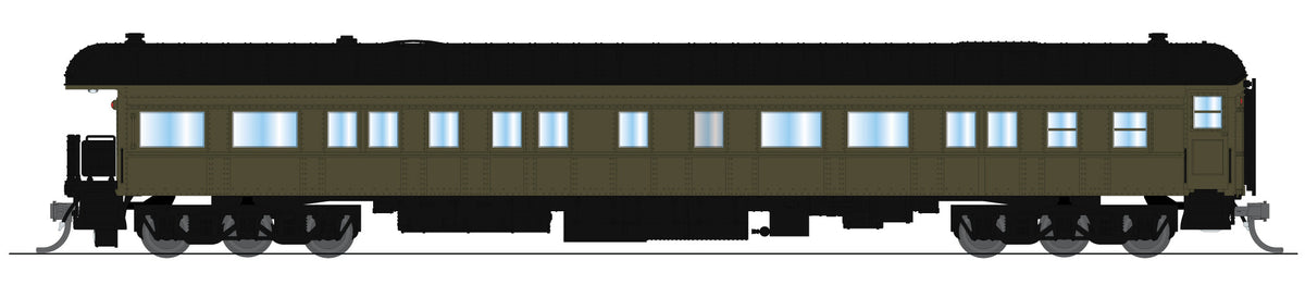 Broadway Limited Imports 10782 N Unlettered Heavyweight Business Car, Pullman Green w/ Balloon Roof