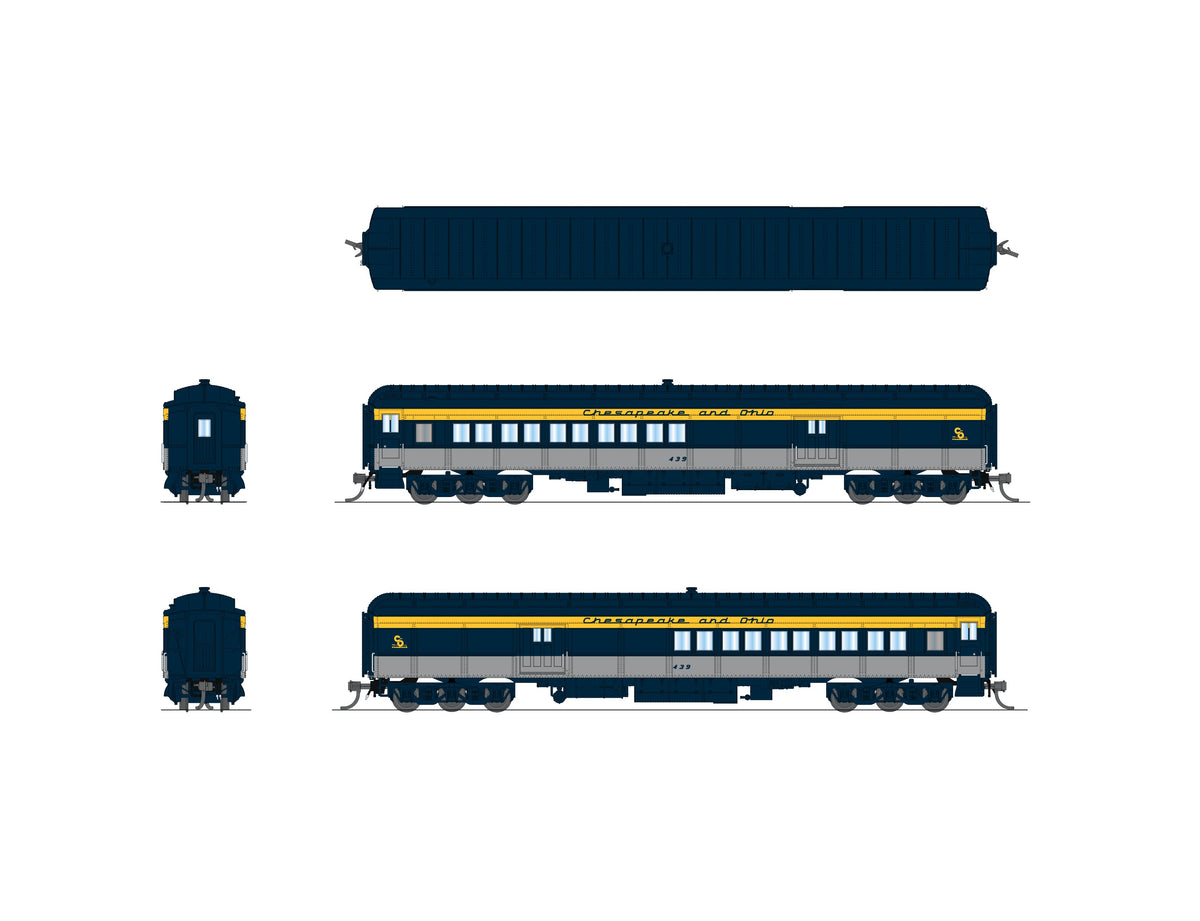 Broadway Limited Imports 10795 N C&O Heavyweight Coach-Baggage Combine #458, Tri-Color Paint