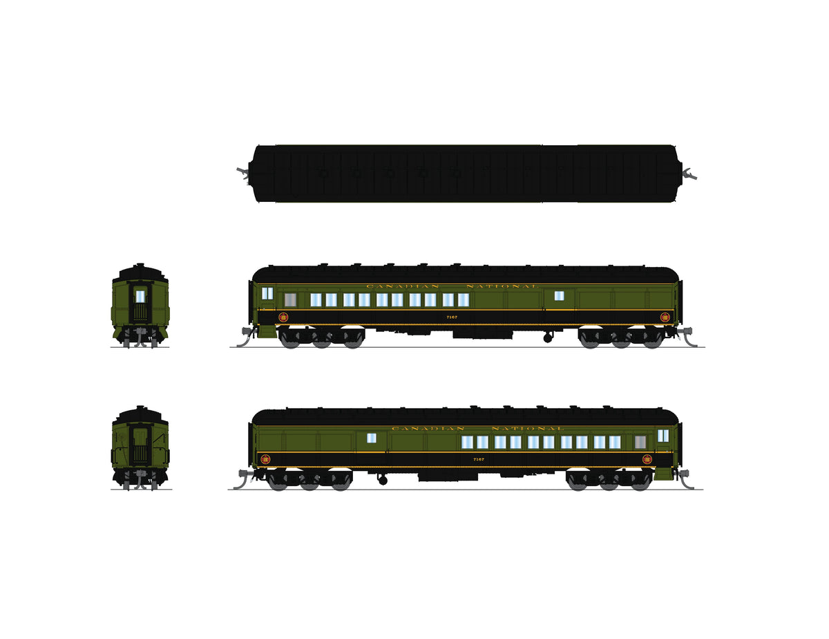 Broadway Limited Imports 10797 N CN Heavyweight Coach-Baggage Combine #7167, Green/Black/Yellow