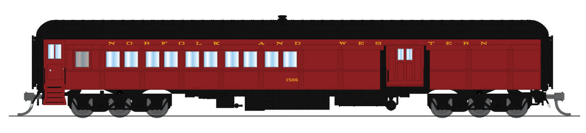 Broadway Limited Imports 10799 N N&W Heavyweight Coach-Baggage Combine #1506, 1950's Appearance