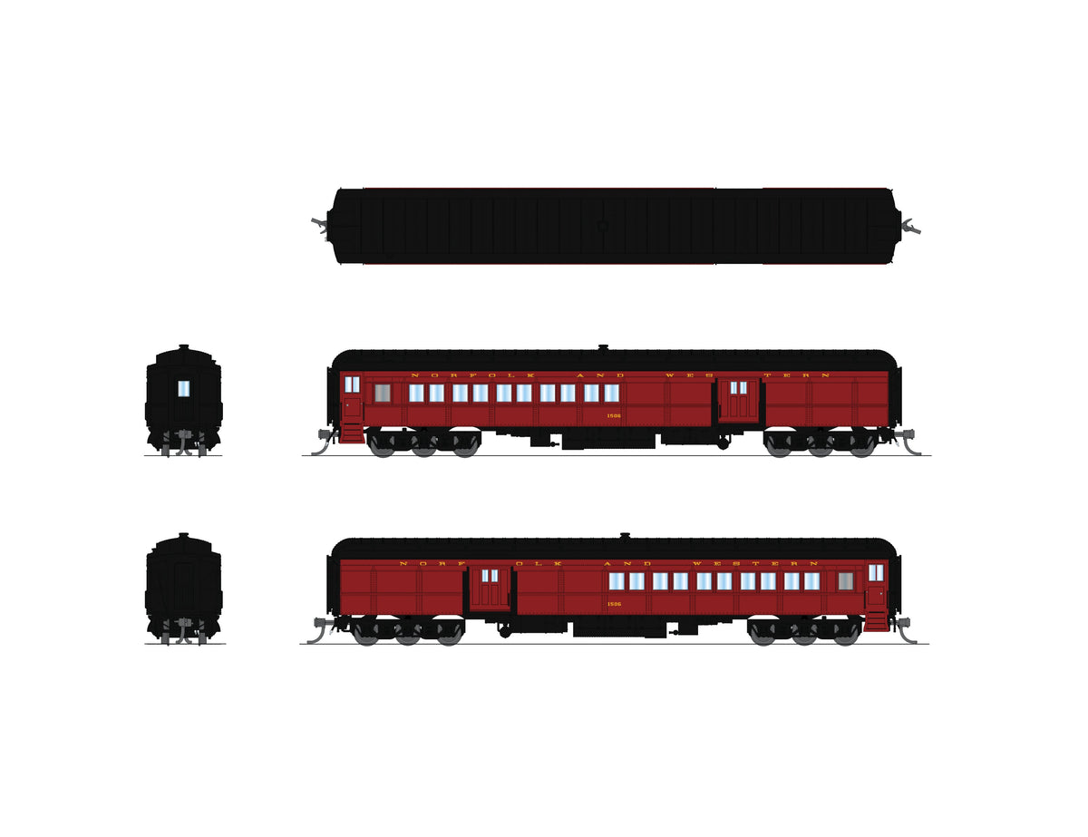 Broadway Limited Imports 10799 N N&W Heavyweight Coach-Baggage Combine #1506, 1950's Appearance