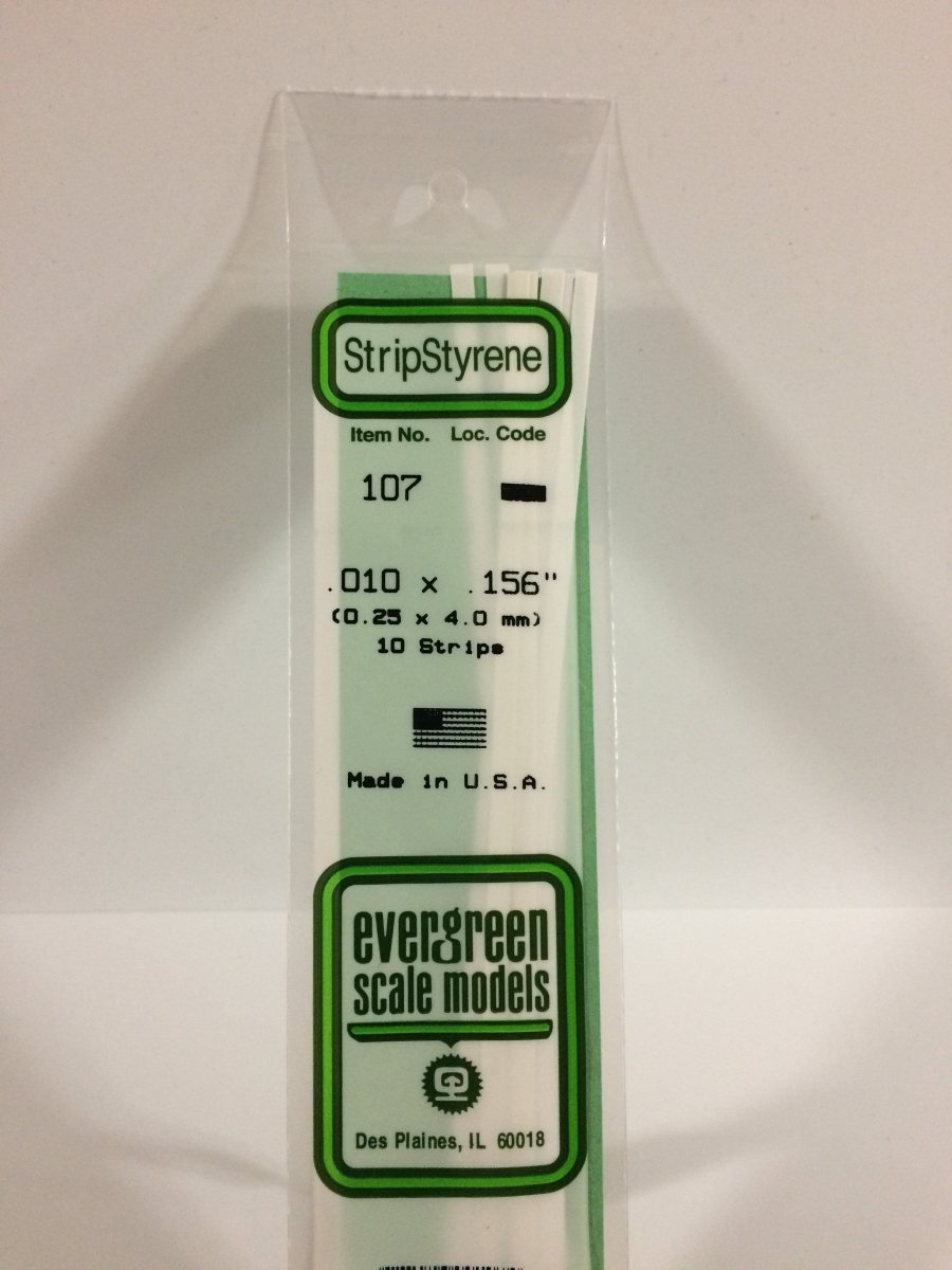 Evergreen 107 .010" X .156" Opaque White Polystyrene Strip (10 pcs) - Oakville Model Trains Depot