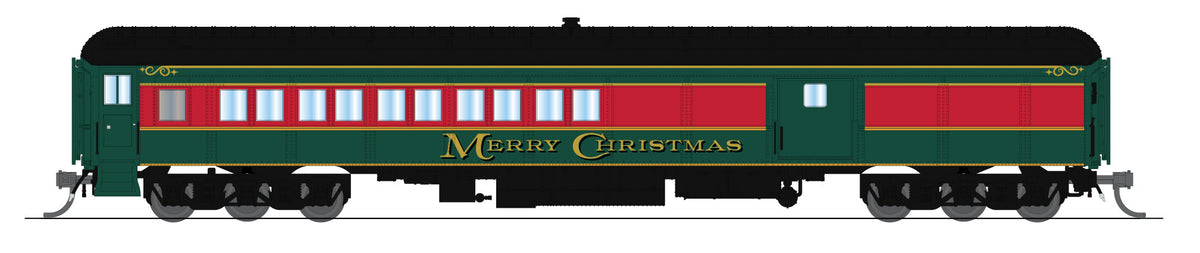 Broadway Limited Imports 10801 N Heavyweight Coach-Baggage Combine, Christmas Holiday Scheme